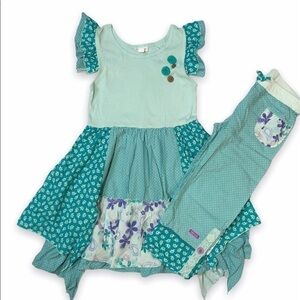 𝅺NAARTJIE Elly Enchanted Tiered Ruffle Lawn‎ Dress Capri Set Girls 9